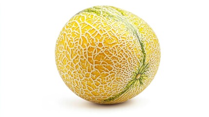 Studio Shot of a Ripe Cantaloupe Melon with Intricate Skin Pattern