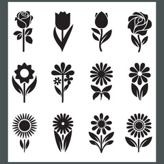 Creative flower design template, floral ornament logo and icon set, and flower logo design collection