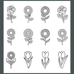 Creative flower design template, floral ornament logo and icon set, and flower logo design collection