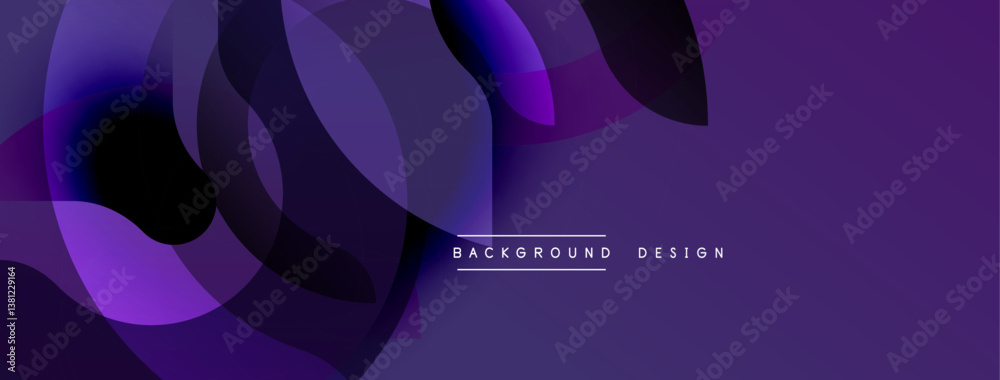 Aufkleber Purple abstract shapes overlap creating dynamic composition. Gradient colors blend smoothly, forming modern design. Minimalist aesthetic, suitable for backgrounds.