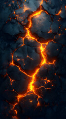 Lava Flow Through Cracked Earth