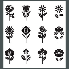 Creative flower design template, floral ornament logo and icon set, and flower logo design collection