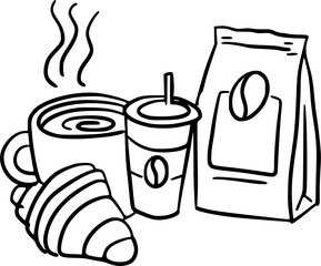 Canned food drawing, packaged goods outline.