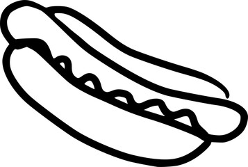 Hot dog sketch, fast food icon.