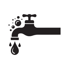 Water tap icon set. Bathroom tap. Faucet water symbol. Vector file illustration eps 10
