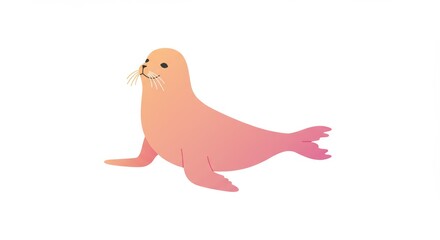 Seal silhouette in gradient pink against white background