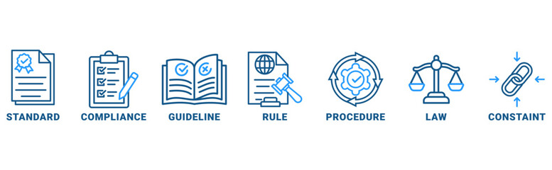 Regulation banner web icon vector illustration concept with icon of standard, compliance, guideline, rule, procedure, law and constraint 