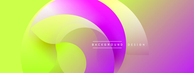 Bright abstract shapes overlap. Smooth gradients create dynamic visual effect. Modern design, vibrant colors, smooth transitions.