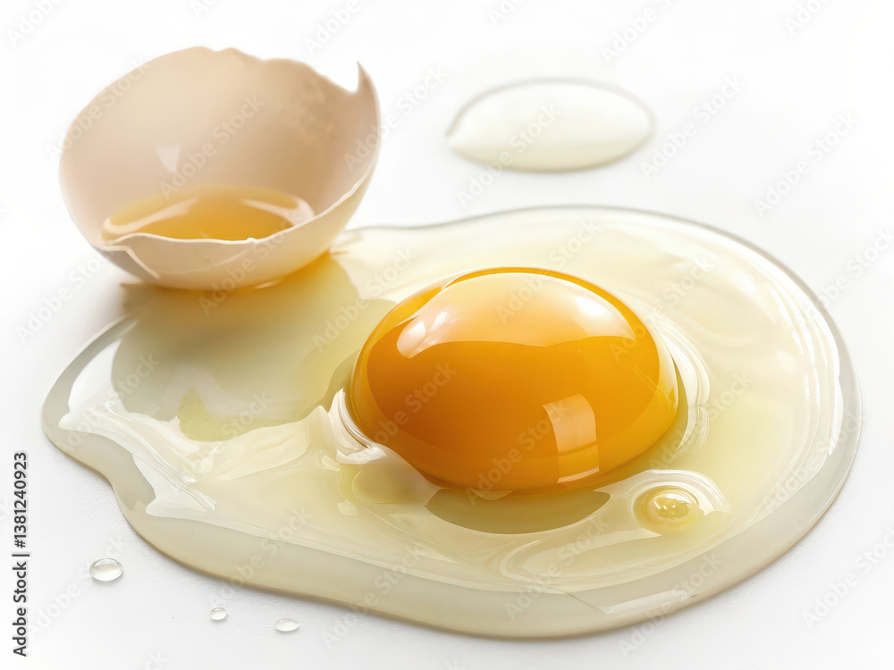 Poster a single egg yolk is seen breaking out of an eggshell, with the rest of the egg white still intact.