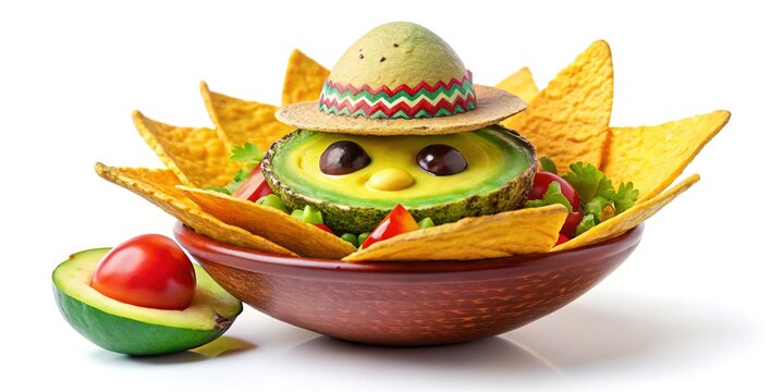 Kawaii Avocado Nacho Mexican Hat Food Art