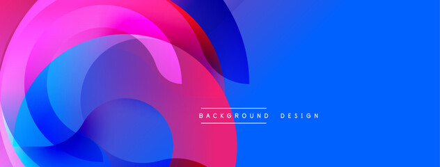 Bright abstract shapes overlap. Blue, pink, purple gradients create dynamic composition. Modern design for backgrounds, presentations, branding.