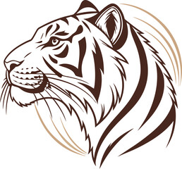 Tiger head vector, tiger icon vector illustration, tiger silhouette of a tiger isolated on a white background