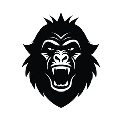 Gorilla Head Vector Silhouette Design.
