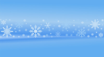 Winter Wallpaper Blue Sky with Falling Snowflakes. Snowy nature scenery