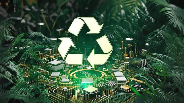 Recycle symbol made of leafy greenery. Conceptual video of recycling environmental protection, eco friendly, waste reduction, Sustainable living. Earth day. 