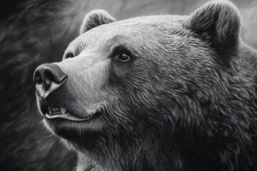 Close-up portrait of grizzly bear .