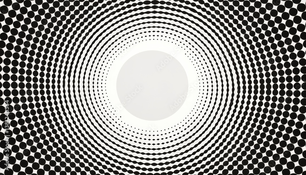 Aufkleber circular dot pattern in black and white representing motion