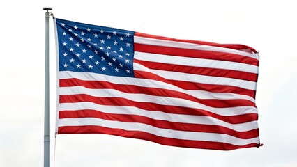 Fototapeta premium American flag on white background for 4t of July poster template.USA independence day celebration.USA 4th of July promotion advertising banner template for Brochures,Poster or Banner 