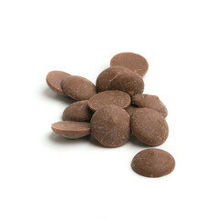 chocolate drops on white background