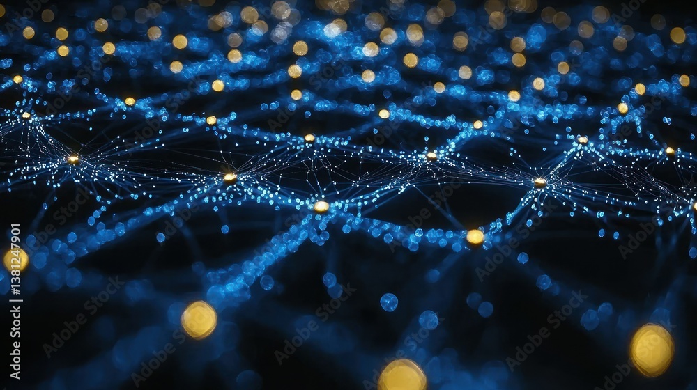 Poster abstract network visualization: interconnected nodes and data streams