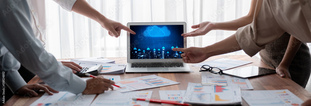 Aufkleber Cloud computing software for brisk remote work and personal data storage