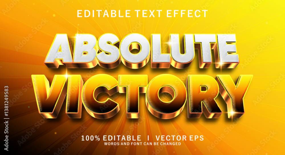 Wall mural absolute victory 3d vector text effect with modern style design
