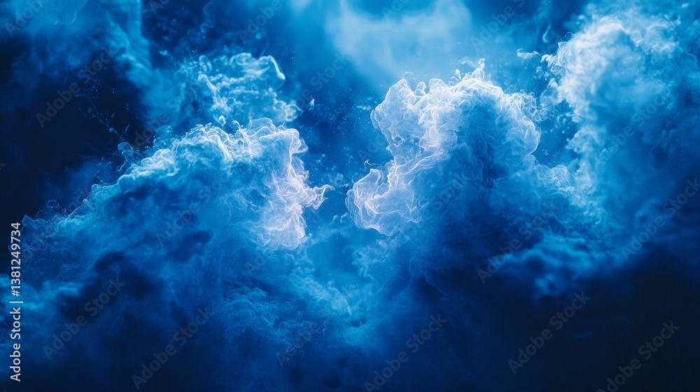 Aufkleber Deep blue clouds swirl and merge, creating captivating patterns that evoke a sense of wonder under the starry night. The atmosphere is ethereal and dreamy