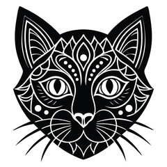 creative cat head mandala silhouette
