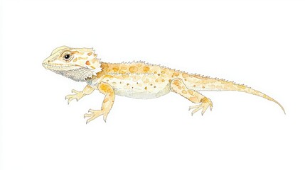 Naklejka premium Bearded Dragon Illustration, Watercolor painting of a bearded dragon lizard.