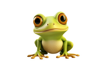 A cartoon frog with big eyes sitting against a  looking at the viewer directly on transparent background png