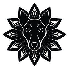 creative dog head mandala silhouette
