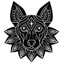 creative dog head mandala silhouette
