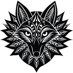 creative fox head mandala silhouette
