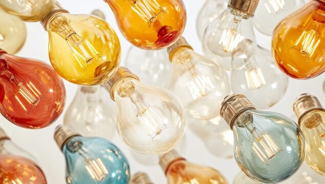 Colorful Edison Bulbs Cluster - Powered by Adobe