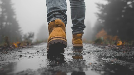 Solitary Walk on a Misty Trail: A Journey into the Unknown