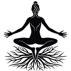 Creative yoga roots silhouette
