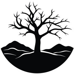 Dead tree in desert silhouette
