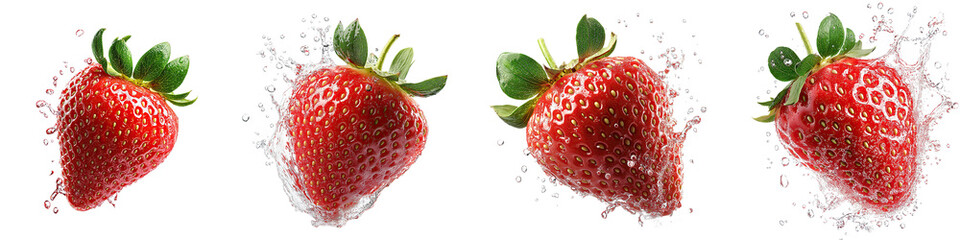 Strawberry in Water Splash for Healthy Snack Ads, Food Branding & Lifestyle Campaigns &ndash; Isolated on Transparent Background