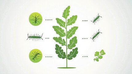 Plant Pest Infestation Illustration, Graphic illustration of plant pests and damage.