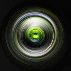 Colorful radial motion effect. Abstract rounded background. Color curves and sphere.