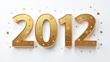 illustration features paper cut numbers sparkles gold white background vector happy new year