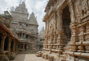 Obraz premium Ancient Temple with Intricate Stone Carvings