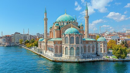 Fototapeta premium Majestic ?amlica Mosque in Istanbul, Turkey: A Stunning Architectural Marvel on the Bosphorus