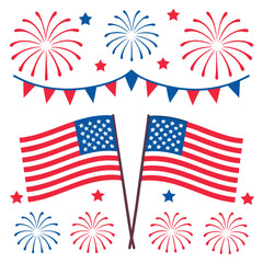 Fototapeta premium The 4th of July vector illustration.