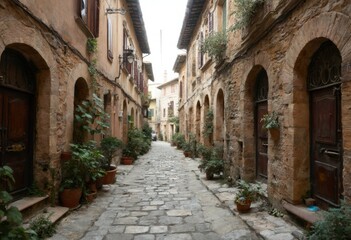Obraz premium Cobbled Street in a Historic Town