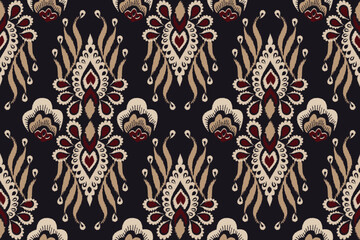 Ikat paisley embroidery on the fabric in Indonesia, India and Asia, geometric ethnic oriental seamless patterns.Aztec style. Illustration. Design for texture, fabric, clothing, wrapping, carpet
