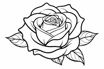 coloring page line art the rose black vector