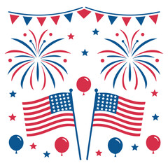 Obraz premium The 4th of July vector illustration.