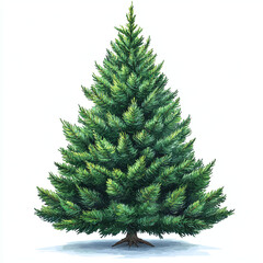 Fototapeta premium A Majestic Evergreen Tree Stands Tall, Symbolizing The Enduring Spirit Of Nature And The Promise Of Winter Holidays, Rendered In Detailed Watercolor With A Soft, Isolated on Transparent Background