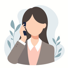 Businesswoman talking on the phone against a soft background  